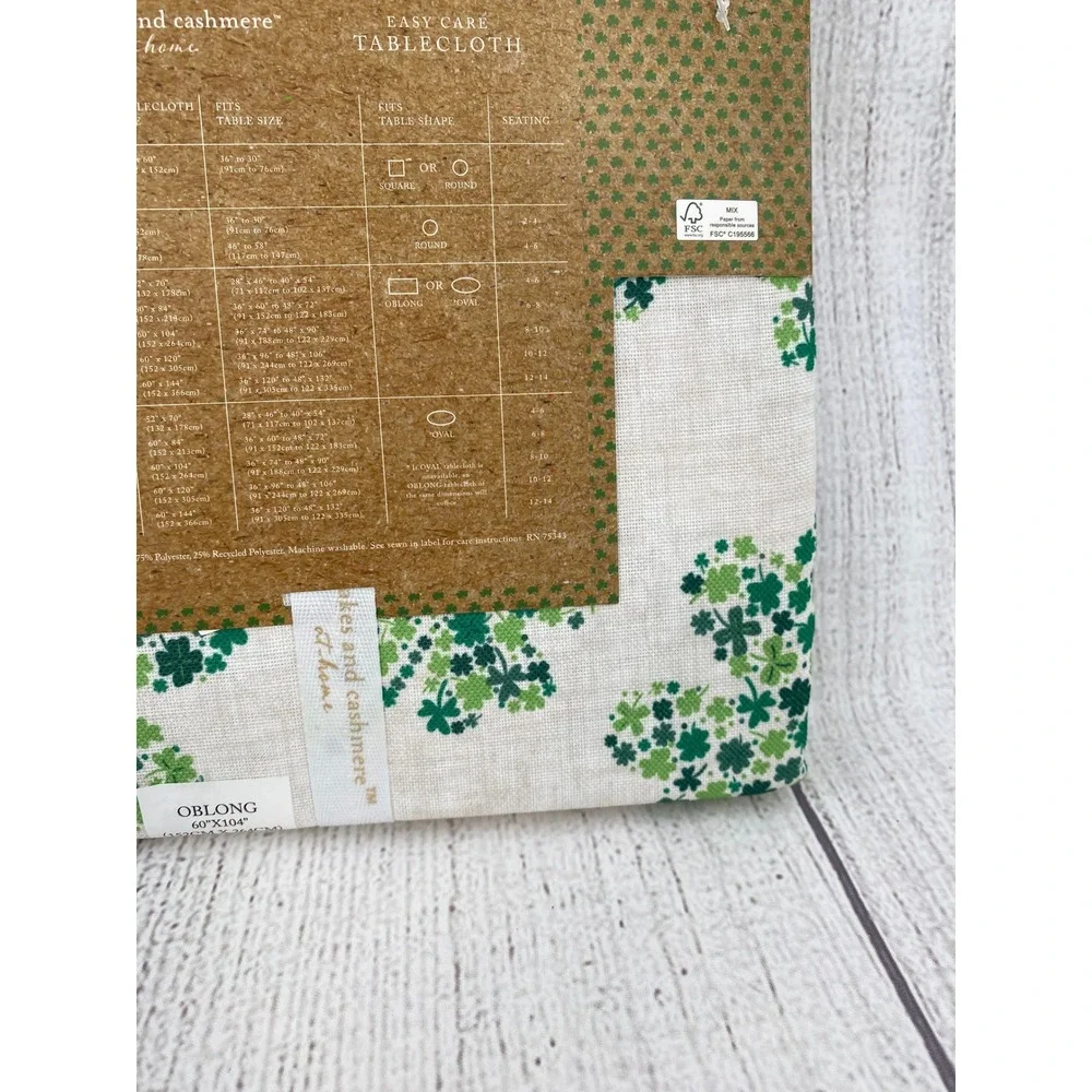 Cupcakes and Cashmere Tablecloth 60x104 Green Shamrock Clover Oblong Festive